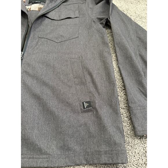 NWOT Prana Zion Bomber Jacket Men Medium Gray Full Zip Pockets Nylon Stretch - Picture 3 of 14